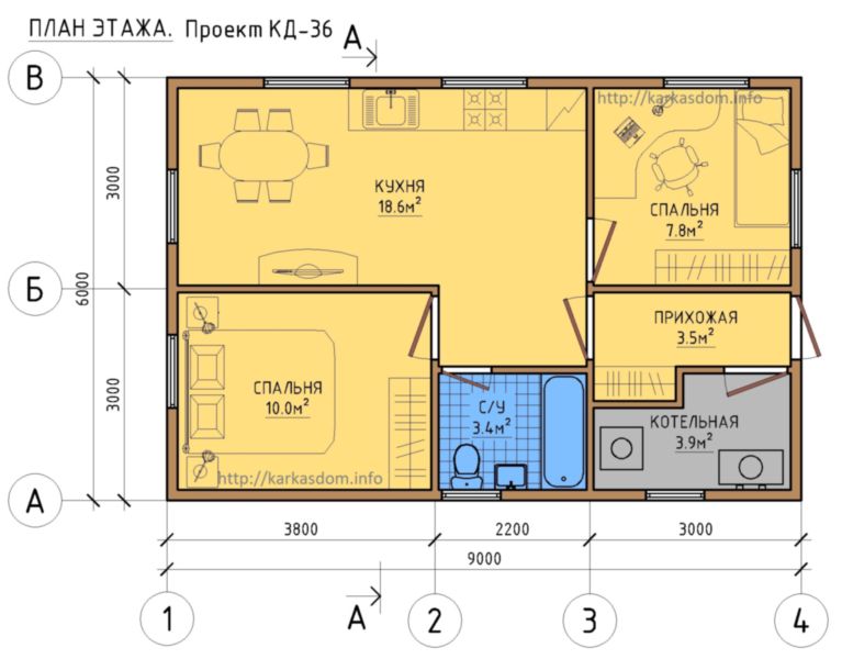 Проект дома 6 на 8 | планировки домов 6 на 8 одноэтажных и двухэтажных
