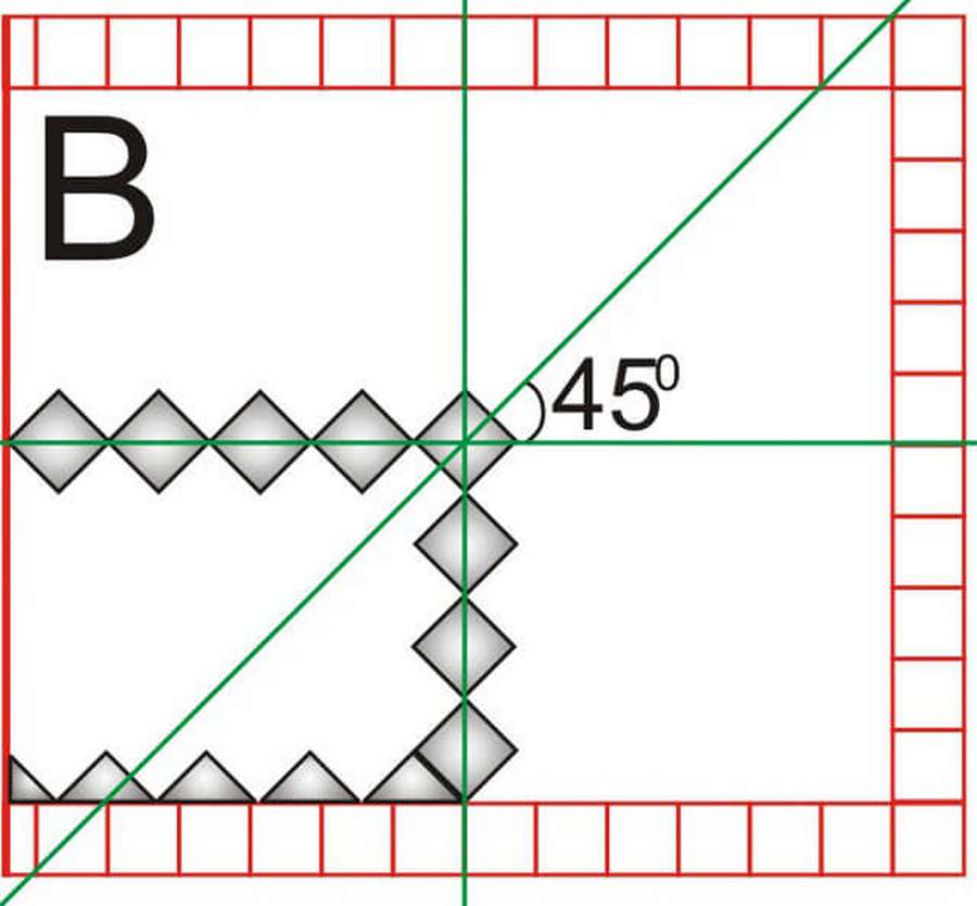 Раскладка плитки по диагонали на пол схема