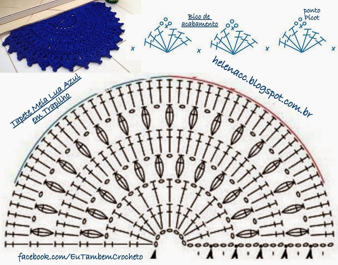 Схема вязания крючком коврика на пол из трикотажной пряжи круглый