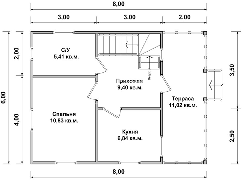 Двухэтажный каркасный дом баня 6х8