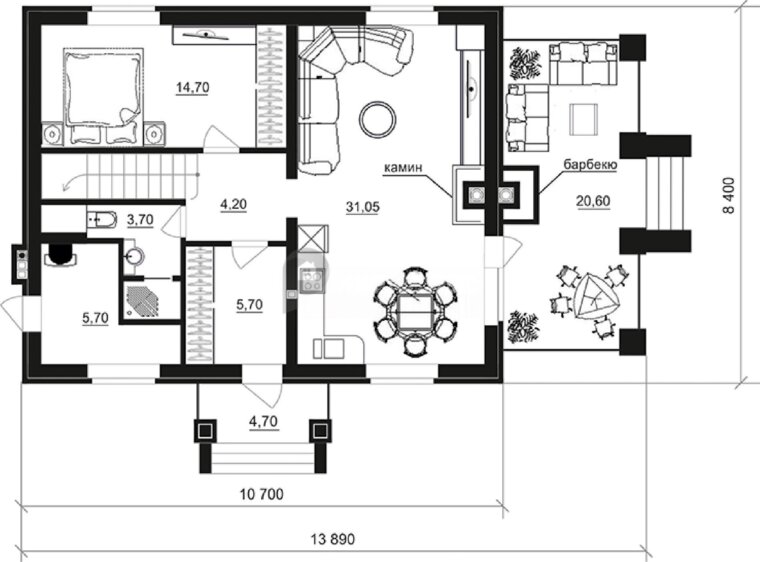 Дом 5 на 5: проект строительства по каркасной технологии из бруса, планировка двухэтажного и одноэтажного жилья с мансардой