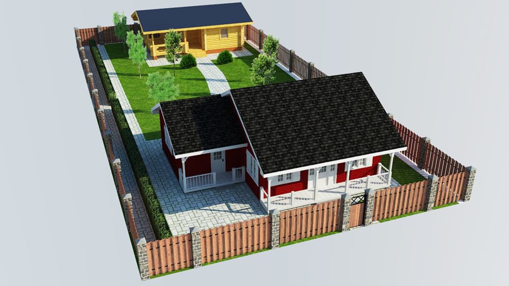 Чертежи с размерами, варианты планировки и проекты частных одноэтажных и двухэтажных домов с гаражом и баней под одной крышей