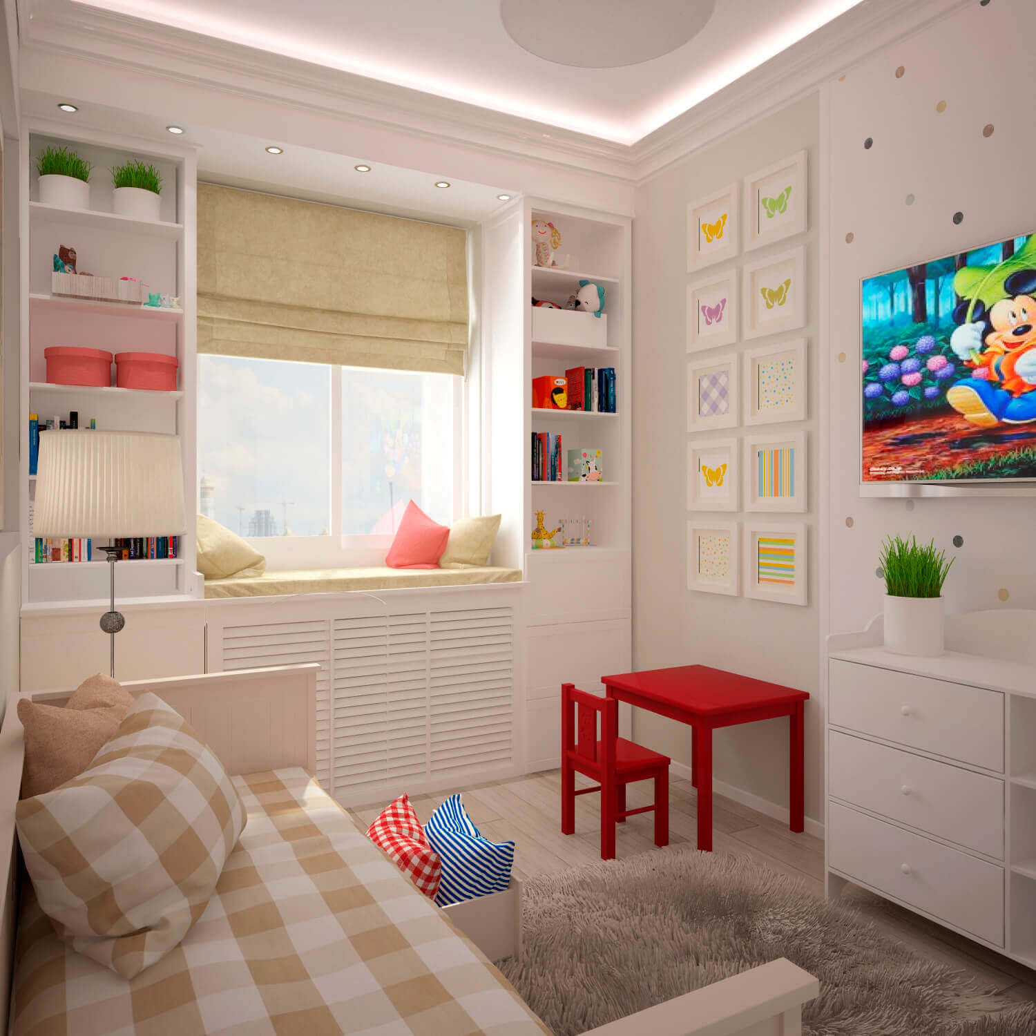 Различные варианты планировки и размещения мебели в детской комнате размерами 9, 10, 12 и 15 квадратных метров Особенности зонирования помещения