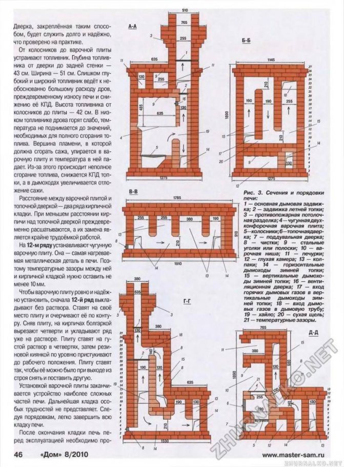 Печь шведка с лежанкой порядовка чертеж