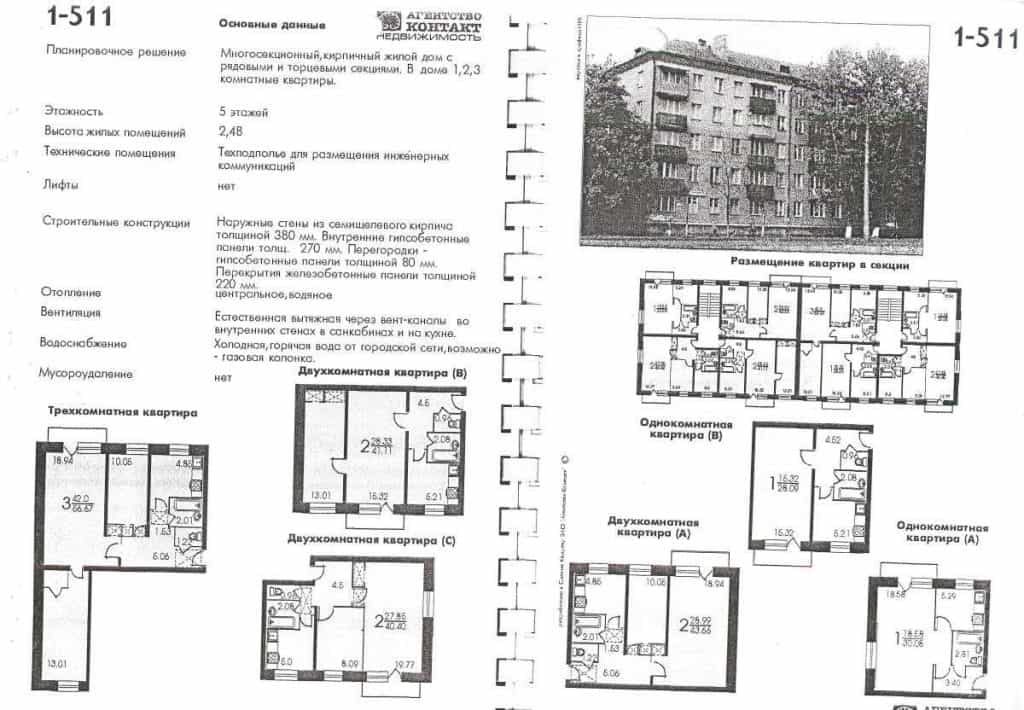 Серии домов с ленинградской планировкой 1,2 и 3-х комнатных квартир Расположение комнат и высота потолков