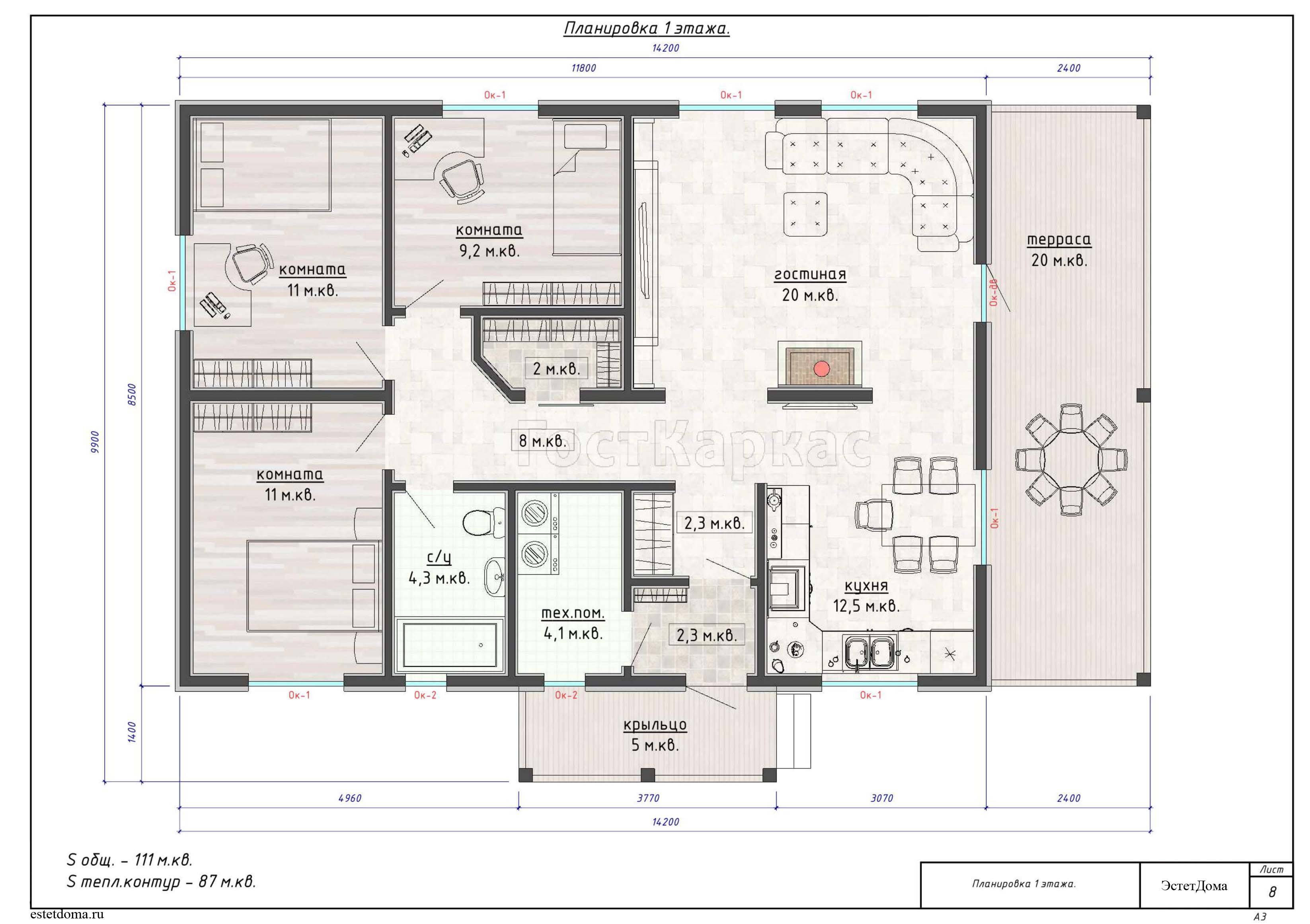 Планировка одноэтажного дома 12 на 12 с тремя спальнями: различные варианты проектов