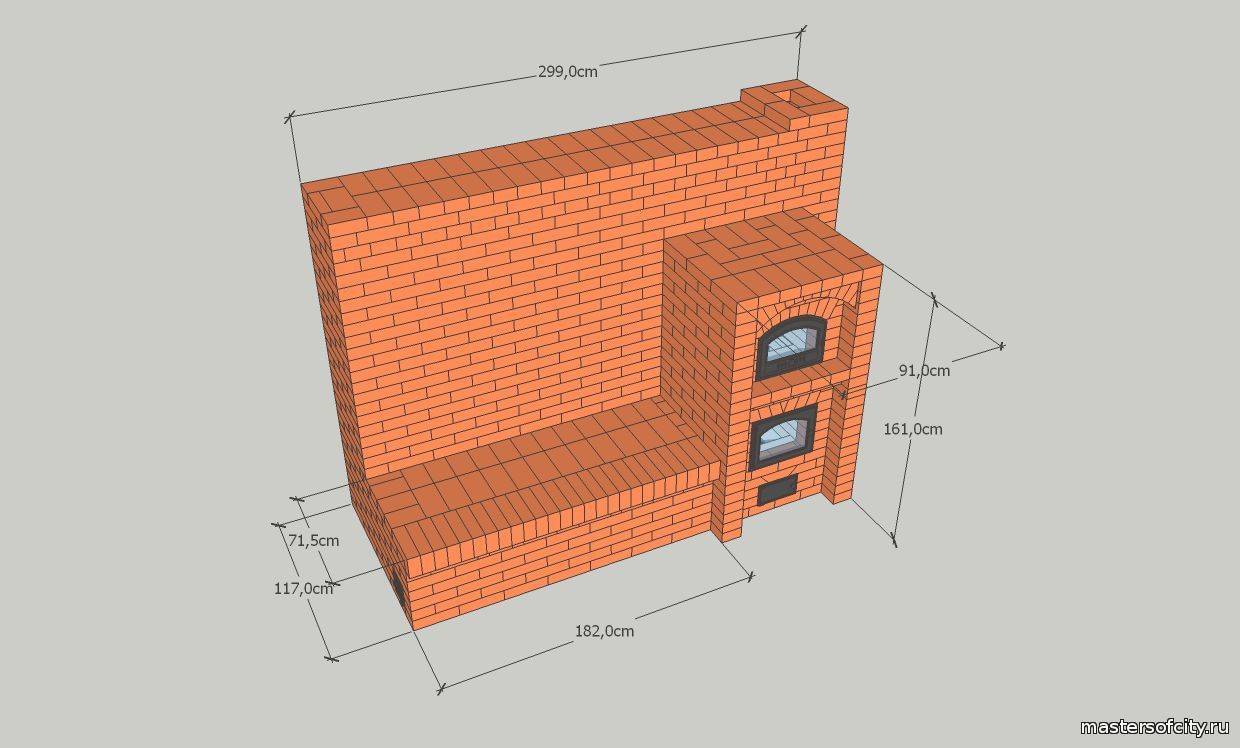 Проекты русской печи с лежанкой и плитой чертежи