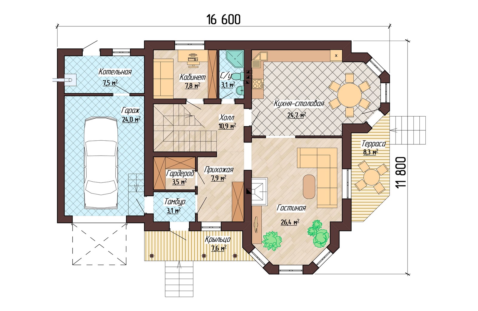 Типовая планировка уютного двухэтажного дома до 100 квм На втором этаже 3 комнаты и ванная, подойдет для семьи из пяти человек