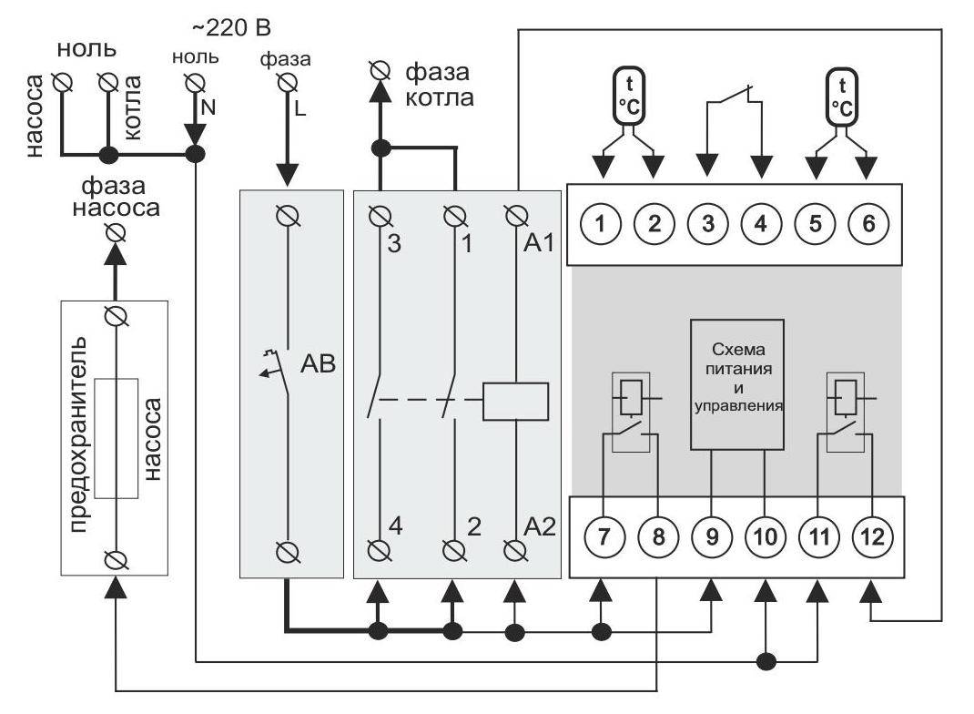 Схема управления электрокотлом отопления