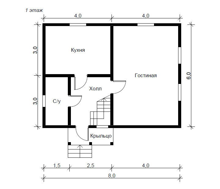 Дом 6 на 9 - планировка: одноэтажный