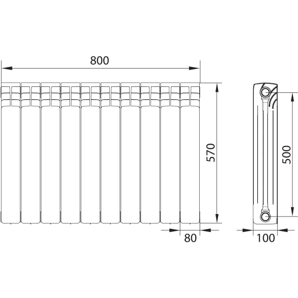 Типовые размеры радиаторов отопления. алюминевые, стальные и др.